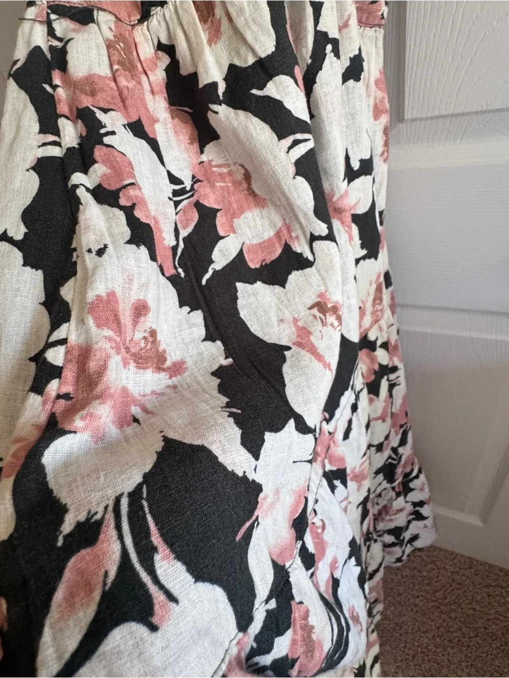Abercrombie & Fitch Petite Pink Green Floral Halter Maxi Dress Linen NWOT XSP